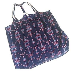 Blue Beaded Summer Tank Top Size Small